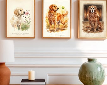 Stampa artistica di Golden Retriever, ritratto di cane vintage, regalo divertente per la mamma di un cane