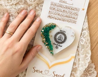 Ayatul Kursi Magnet Favors, Islamic Nikkah Wedding Keepsake, Resin Magnets With Thank You Card