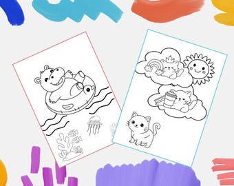 Dibujos para colorear para niños pequeños / Libro para colorear sencillo y bonito / Dibujos para colorear imprimibles para preescolar y jardín de infancia (10 páginas)