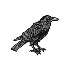 Gothic Crow Bird Embroidered Patch | Iron On Applique for Jackets, Bags, Punk Clothing