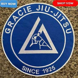 Jiu Jitsu Embroidered Patch: Blue Martial Arts Iron-On Badge for Gi Jacket Backpack