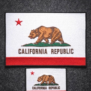 Patch vlag Californië Republiek – Bear State geborduurde opstrijkbare badge, appliqué voor jassen, rugzakken, hoeden, vintage stijl DIY