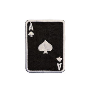 Ace of Spades Patch: Black Embroidered Poker Card Applique for Jackets, Hats, Backpacks