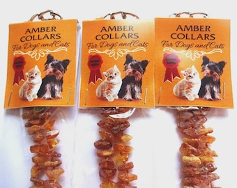 Natural Raw Handmade Baltic Amber Collar For Dogs & Cats -, Lobster Clasp, Extender Chain