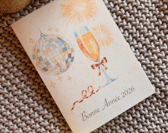 Coupe de Champagne - Carte de vœux aquarelle - Illustration originale faite main - Carte A6 personnalisable - Enveloppe incluse