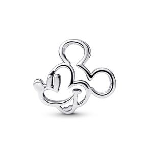 A silver-colored charm in the shape of a cartoon character, resembling Mickey Mouse.