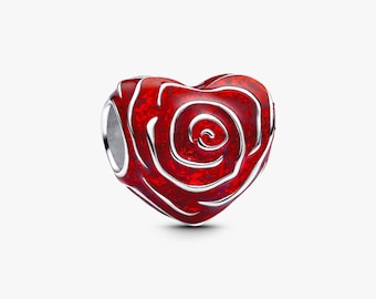 Roshjärta Charm Armband Pärla, Röda Virvelsmycken