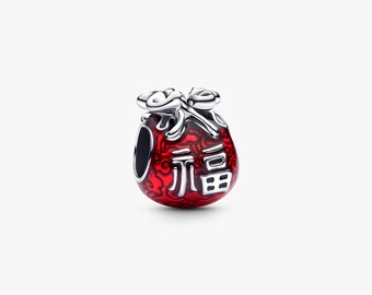 Lucky Bag Charm Armband Pärla, Röda Emaljsmycken