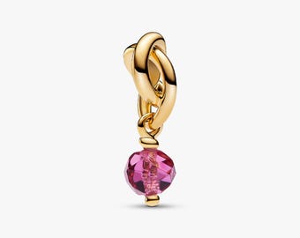Berlockarmbandspärla, Facetterad rosa evighetscirkelhänge, Facetterade rosa smycken, Rosa evighetssmycken, Rosa evighetscirkelsmycken
