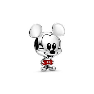 A silver-colored charm in the shape of a cartoon character, resembling Mickey Mouse.