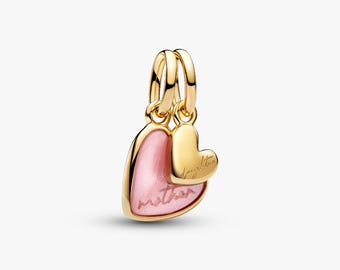 Pink Mother Daughter Splittable Heart Charm Bracelet Jewelry
