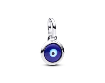 Ciondolo a forma di occhio di Allah personalizzabile con incisione, in vetro di Murano, per bracciale.