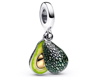 Bracciale con doppio ciondolo a forma di avocado, compatibile con lo stile Pandora.