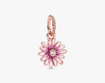 Pink Daisy Flower Charm Bracelet Bead