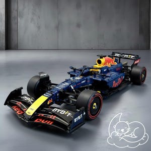 Enormes bloques de construcción de coches de carreras de la Marina · 1639 piezas · Modelo a gran escala de 63 cm · Kit profesional de carreras de fórmula · Regalo experto para aficionados a las carreras