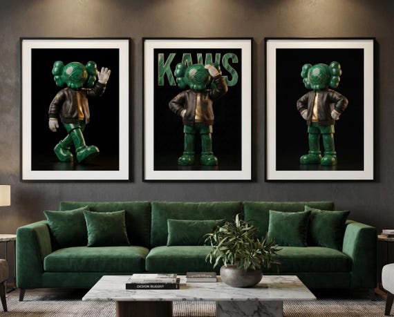 KAWS Graffiti Poster Set of 3,hypebeast Wall Art,sneaker Wall Art