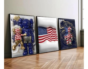 KAWS Graffiti Poster Set of 3,Hypebeast Wall Art,Sneaker Wall Art,KAWS Figure,Minimalist Art,Bedroom Decore,Companion Kaws Digital Download