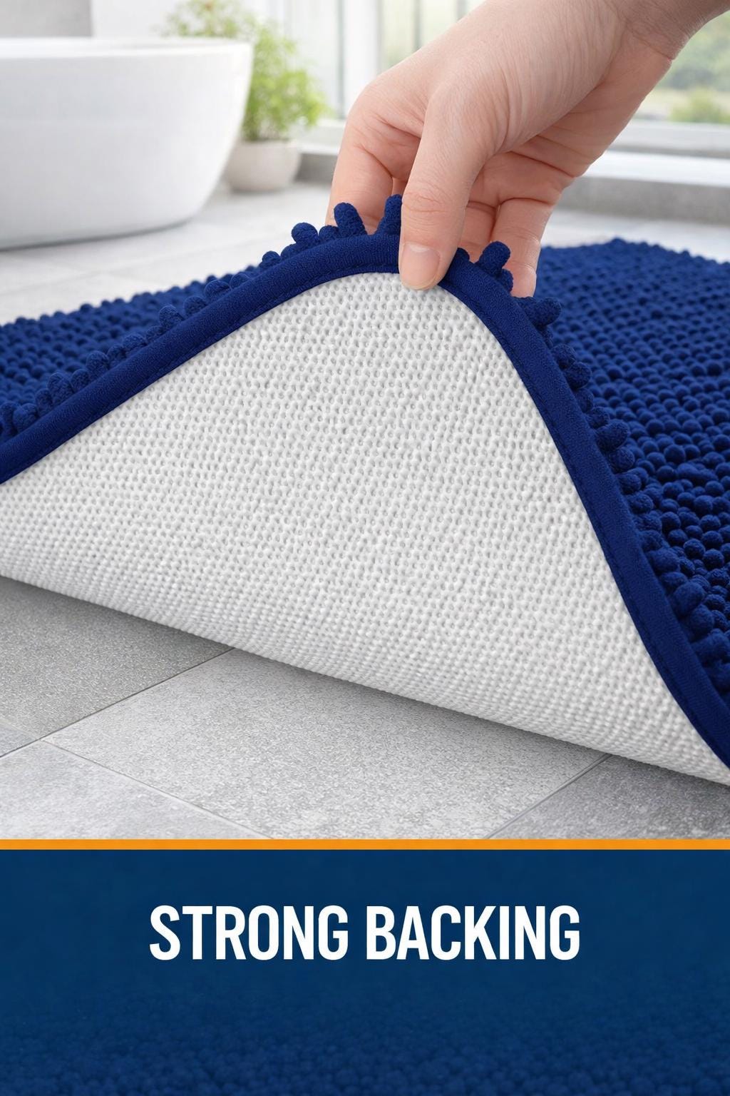 Chenille Bathroom Rug 30x20, Soft Absorbent Bath Mat With Rubber ...