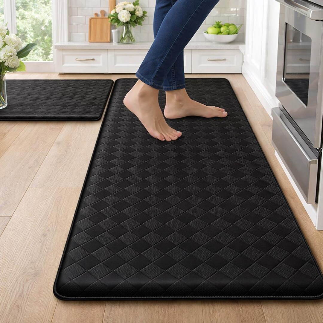 Anti Fatigue Kitchen Mats Set of 2, Cushioned Non Slip Waterproof Floor ...