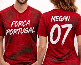 Benutzerdefinierte Portugal Fußball Trikot-Namensnummer, personalisiertes Fußball-Shirt für Männer Frauen Kinder, Fan Trikot mit benutzerdefiniertem Text