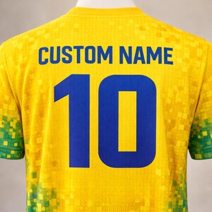 Camiseta de fútbol de Brasil con nombre y número 10 personalizados, camiseta de fan de Vai Brasil, camiseta de fútbol personalizada, regalo para fans de Brasil, atuendo para el día del partido imagen 6