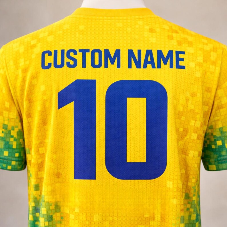 Camiseta de fútbol de Brasil con nombre y número 10 personalizados, camiseta de fan de Vai Brasil, camiseta de fútbol personalizada, regalo para fans de Brasil, atuendo para el día del partido imagen 6
