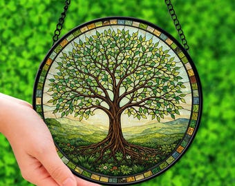Tree of Life Suncatcher - Stained Glass Style Window Hanging