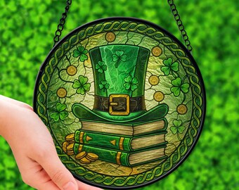 St. Patrick's Day Suncatcher: Leprechaun Hat, Shamrock Window Decor