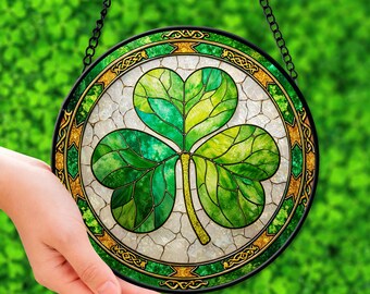 St Patrick's Day Shamrock Suncatcher, Irish Window Decor