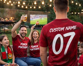 Portugal-Fan Trikot Benutzerdefinierte Namensnummer, personalisiertes Fußball-Shirt für Männer Frauen, Spieltag Fußballfan-Shirt, Forca Portugal Outfit