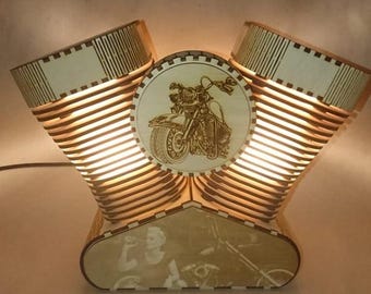 File per taglio laser di una lampada da moto: decorazione in stile chopper (DXF, CDR)