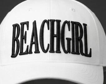 Beach Girl 3D Puff Embroidered Baseball Cap, Summer Dad Hat