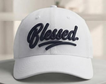 Blessed Script Embroidery Design for Hats - 3D Puff and Flat Cap Digital Machine File