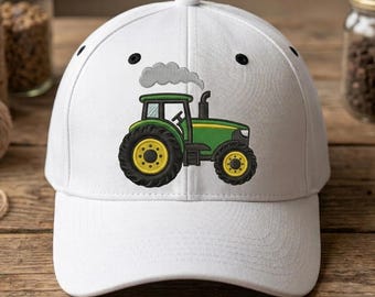 Tractor Embroidery Design, Farm Tractor Machine Embroidery File, Green Tractor Hat Design, Farming Embroidery, PES DST JEF VP3