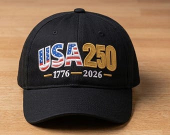 USA  Anniversary Hat flat | Embroidery Design for Cap Patriotic 1776–2026 Cap