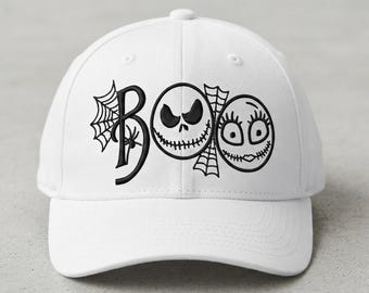 Halloween Boo Embroidery Design, Spooky Skull Ghost Cap File (Digital Download)