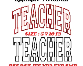 Applique Teacher Embroidery Design, Personalized School Teacher Shirt Design, Custom Name Embroidery, Back to School Applique, PES DST Files