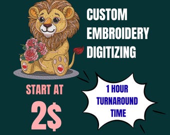 Custom Embroidery Digitizing Service | Logo to DST, PES, EMB Files | 1 Hour Turnaround