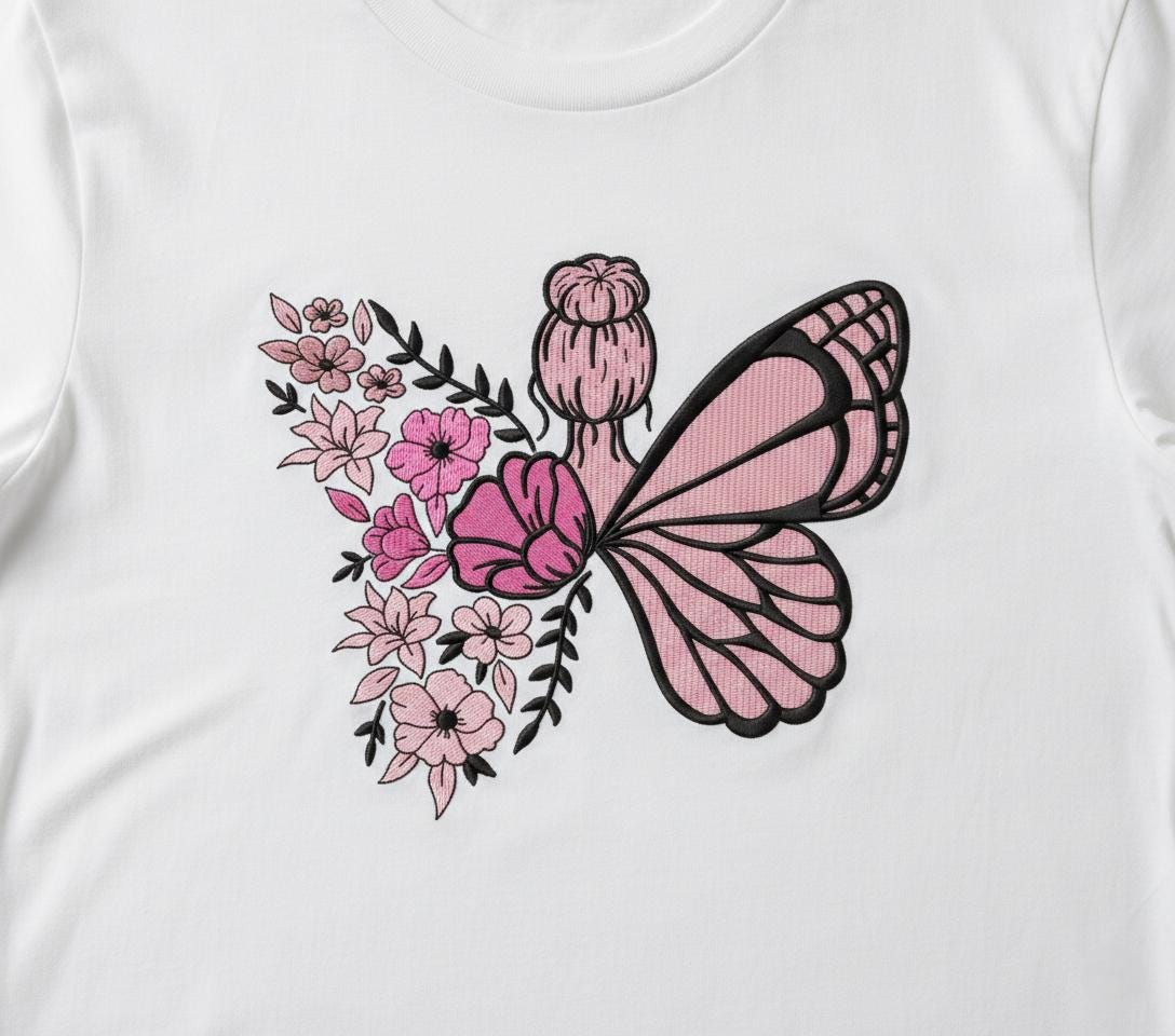 Butterfly Girl Floral Embroidery Design (digital Download - Pes, Dst ...