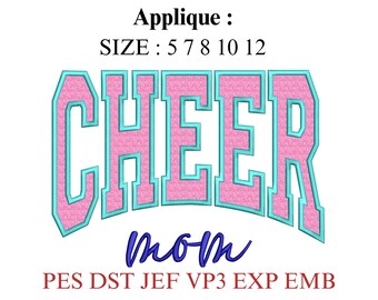Cheer Mom Applique Embroidery Design, Cheer Mom Shirt Design, Cheerleading Embroidery File, Mom Applique Design, Machine Embroidery Pattern