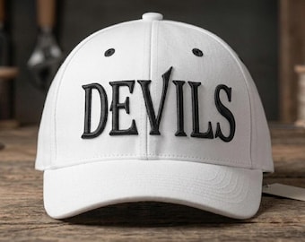 Devils 3D Puff Embroidery Design, Devil Text Hat Embroidery File, Gothic Cap Design, Machine Embroidery, PES DST JEF VP3