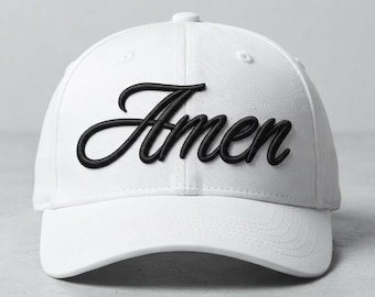 Amen 3D Puff Embroidery Design | Custom Script Logo Hat File