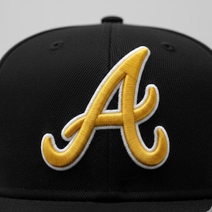 Typsnitt 3D Puff Bokstav A Broderidesign för keps