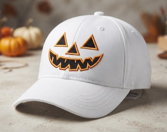 Halloween Pumpkin Face Embroidery Design, Jack O Lantern Hat Embroidery File, Spooky 3D Puff Cap Design, Halloween Machine Embroidery