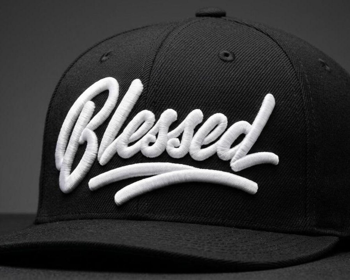 Very Blessed Script Blessed Script Embroidery Design | 3D Puff & Flat Hat File - Etsy