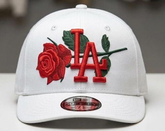 Los Angeles Rose 3D Puff Raised Emb, LA Rose Cap Embroidery Design