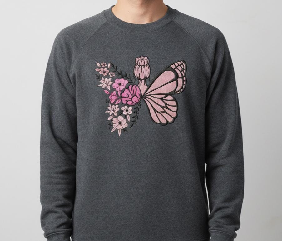 Butterfly Girl Floral Embroidery Design (digital Download - Pes, Dst ...