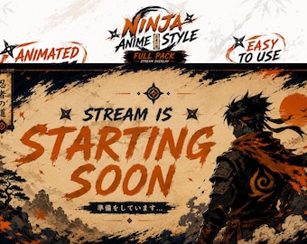 Paquete de transmisión Anime Ninja Animado / Superposición de Shippuden para Twitch / Paquete completo de transmisión OBS / Escenas de transmisión estilo Ninja, próximamente animadas