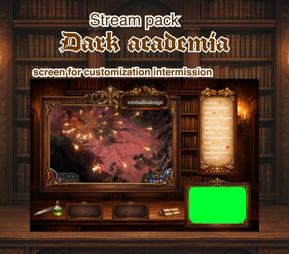Image Library Overlay Dark Academia Twitch Overlay Pack | Victorian Gothic Library Stream ...