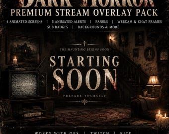 Dark Horror Stream Overlay | Halloween Twitch Overlay | Animated OBS Stream Pack | Gothic Haunted House | Kick Streaming Graphics